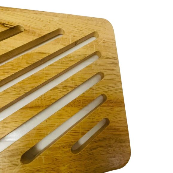 Cookware Heat Resistant Mat Bamboo Wooden Slotted Trivet Cutting Board - Picture 3 of 4